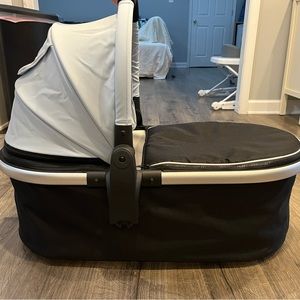 EUC Mockingbird Bassinet attachment in color Sky, with matching sky sunshade